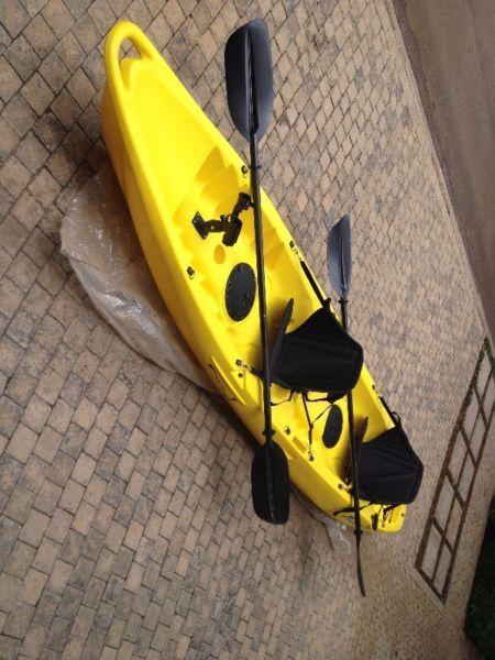 Pioneer Kayak Tandem seat with 2 seats, 2 paddles, 2 rod holders also receive 2 free paddle leashes!