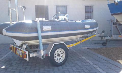 3.9m Semi ridgid hull on registered Galvanized trailer