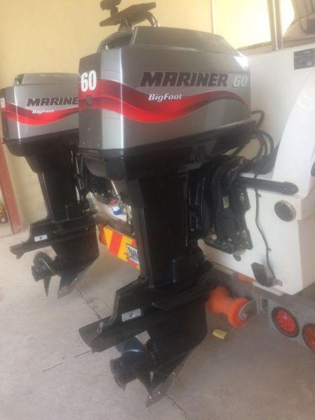 2 x 60hp Bigfoot Mariner Outboard Engines, Immaculate