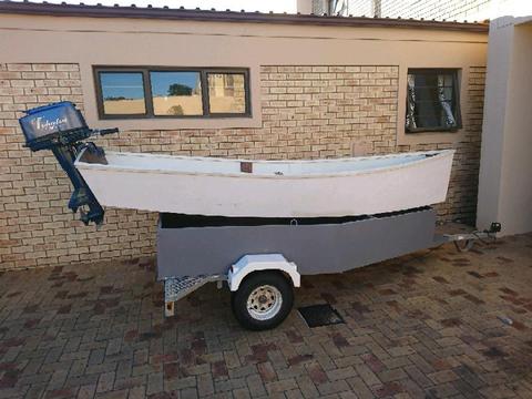 Light Weight, American Style Boat with an 8HP Engine and trailer