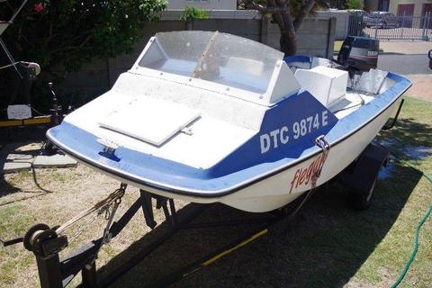 CATHEDRAL HALL BOAT WITH LICENCED TRAILER AND 30HP ENGINE