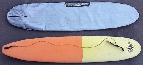 Beginner Foam-topped Mini Mal style surfboard & IslandStyle bag (9'2