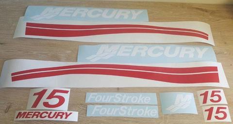 Mercury 15HP outboard motor cowl stickers graphics decal kit