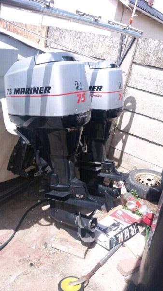 2 x 75hp Mariner 2 stroke outboards