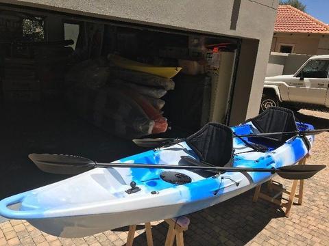Double Seat Tandem Pioneer Kayak, brand new including accessories, 2 FREE Paddle leashes!