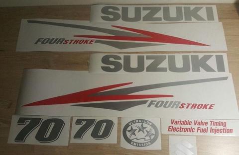Suzuki DF Four Stroke outboard motor cowl decals graphics vinyl cut sticker kits