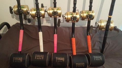 Shimano Tiagra 80 Rods and reels x 6 combo