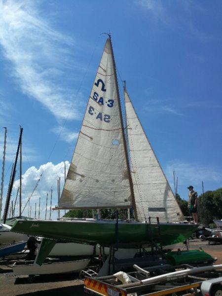 Soling yacht in good condition with launching cradle