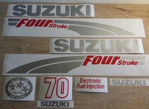 Suzuki 70 four stroke outboard motor cowl graphics kit / decals / vinyl cut sticker set