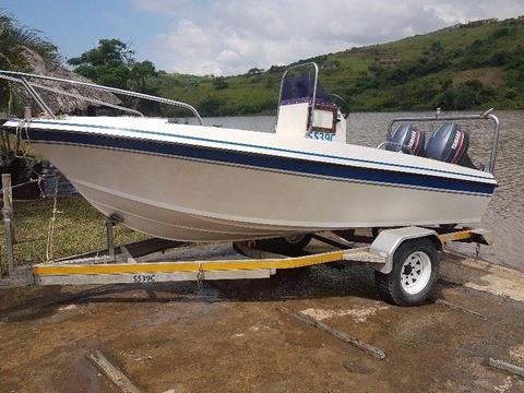 lovely Ace craft 15,6 center consol on galv B/n trailer with 40hp ele starts fully equipped cat c