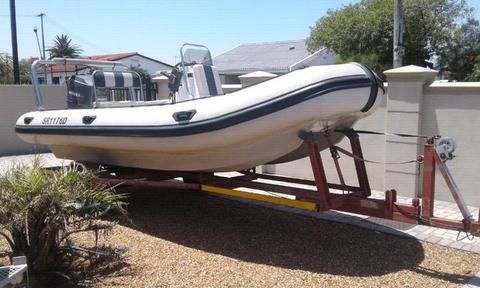 5.5m Semi rigid cat hull with 135hp Mariner