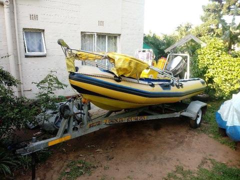 4.3m Rubber Duck with 50HP yamaha 3 cylinder 2 stroke electric start with trim and tilt