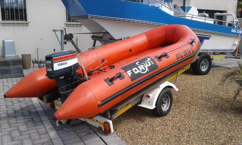 3.8m ForSport Hypolon duck.25hp yamaha.Registered trailer-R9900