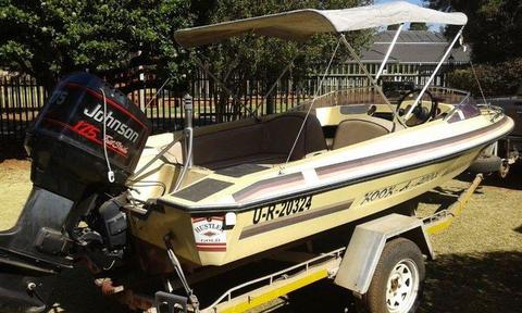 Classic 17 foot ski boat or fishing boat with 175 HP V6 Johnson outboard motor in working order