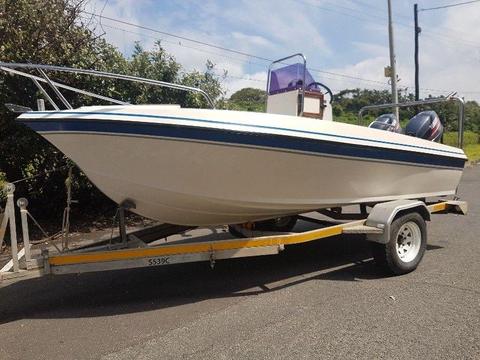 lovely Ace craft 15,6 center consol on galv B/n trailer with 40hp ele starts fully equipped cat c