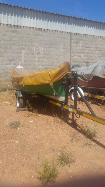 Classic fishing boat motor canopy and trailer for sale