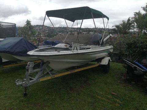 16ft Bass boat on galvanised trailer