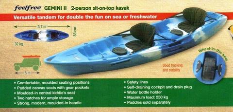 Kayak Gemini 2 Tandem with oars and jackets