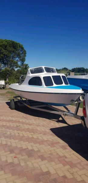 17 Ft Caravelle Cabin boat on Galvanised Trailer