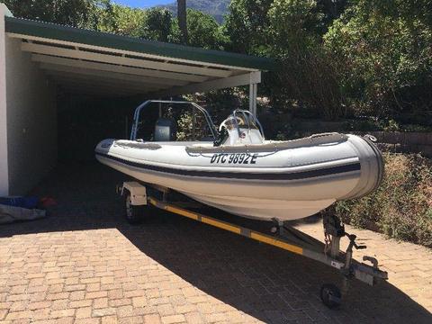 5.5m WildCat rubber duck 90hp mariner engine