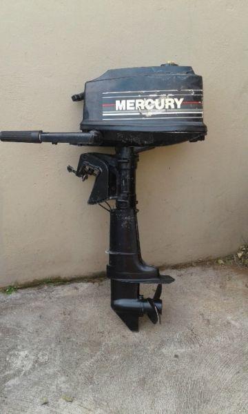 4 HP Mercury outboard motor with fitted fuel tank
