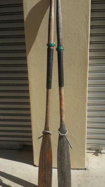 Wooden oars complete with pair of Rowlocks good for use or as decoration