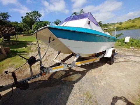 16 FOOT ORION CAT WITH TWO YAMAHA RELIABLE 40 HP 3 CYR MOTORS ON GALVANISED BREAKNECK TRAILER