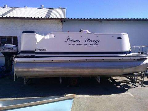 RENOVATED LESUIRE BARGE (PONTOON BOAT) 5M WITH NEW 30HP SUZUKI Four stroke – R200 000