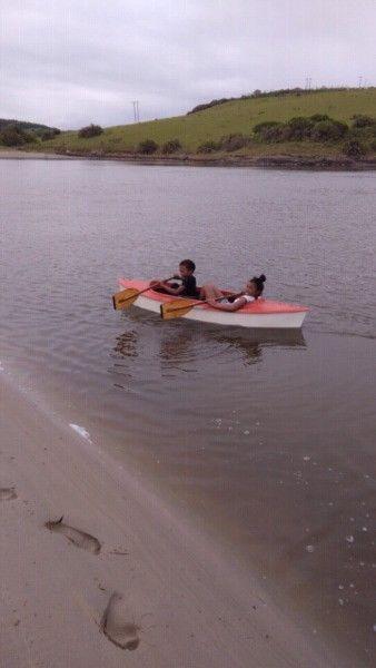 Two man fiberglass canoe