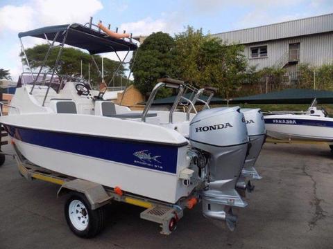 Gamefish 510 on trailer 2 x 60 HP Honda 4 strokes
