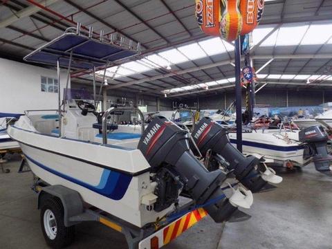 T Cat 17 ft on trailer with 2 x 60 HP Yamaha's