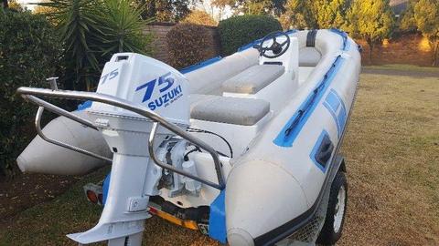 4.5m Wildcat Inflatable 75 HP Oil Injection Suzuki with Trim & Tilt