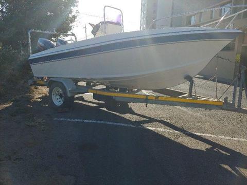 immaculate 15,6 Ace craft on Galv / b/n trailer with two Yamaha 40hp motors