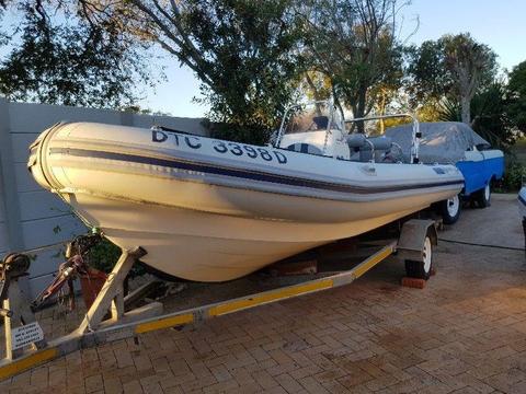 Semi Rigid 5.8m Sovereign boat with 125HP Mariner engine. One Owner in excellent condition
