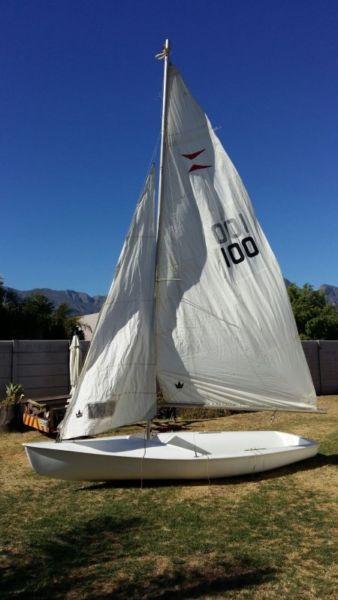 Sailboat on stainless steel trailer.Good condition