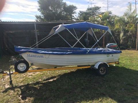 Boat, galvinised trailer and 15 HP Yamaha motor for sale. Great condition
