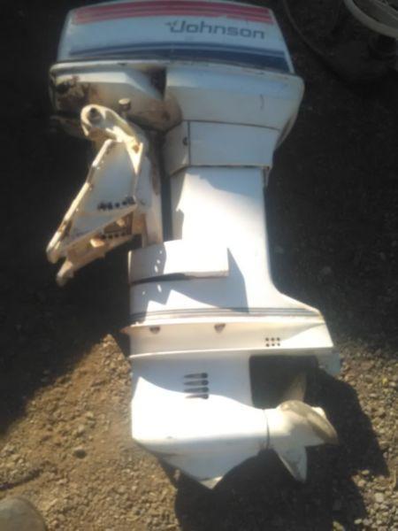 Johnson 60 HP Outboard Engine with controls and cables