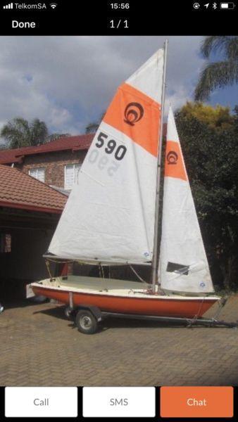 Gypsy sailing dinghy with trailer and dolly