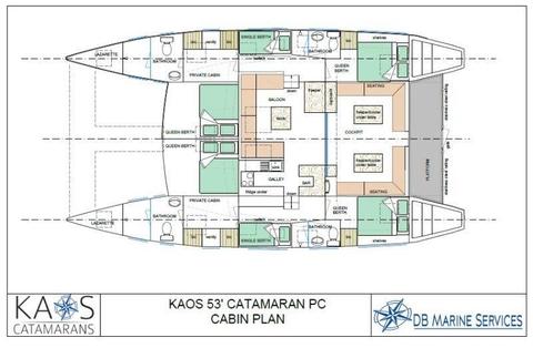 Kaos 53 ft New Build Charter Catamaran Sailing/Power HDB / Semi-fitted/ Full house