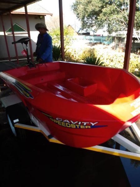 Bass boat on trailer