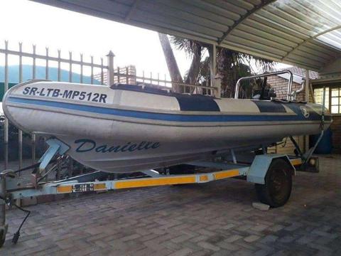 4.4m Rib Inflatable Dinghy on Trailer with 55hp Mercury Outboard Motor