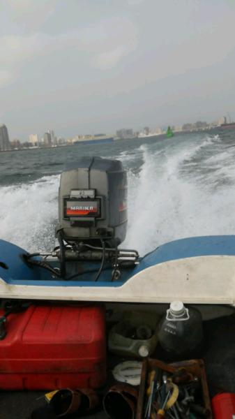 75hp Mariner trim and tilt motor for sale with boat and valid buoyancy