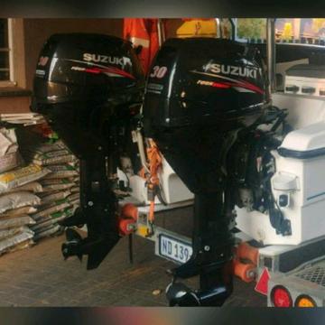 AS NEW!!!! 2 x 2015 Suzuki 30 hp 4 stroke Lean burn outboards. Looking to upgrade or trade a deal!!!