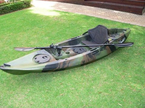 Pioneer Kayak, single seater including seat, paddle, leash and rod holder, BRAND NEW