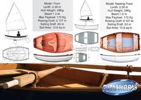 BUILD TO ORDER PRAM: SAILING OR ROWING OR OUTBOARD OR FULL HOUSE nesting or traditional hull