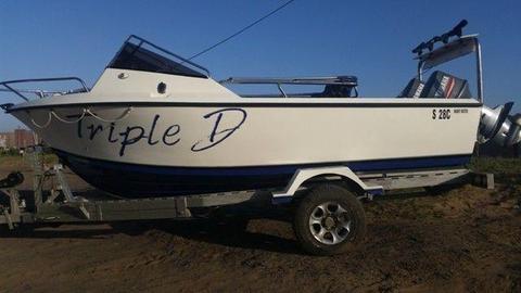 IMMACULATE Ace craft 18,6 on a very nice trailer and two Yamaha 70 hp Trim tilt motors
