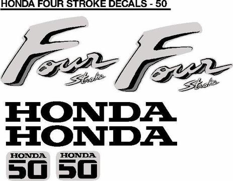 Honda Four Stroke 50 HP outboard motor graphics decals