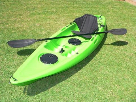 Pioneer Kayak single seater including seat, paddle, leash and rod holder, BRAND NEW