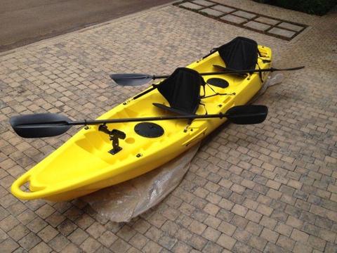 Pioneer Kayak double/tandem, including seats, paddles, leashes and rod holders, BRAND NEW