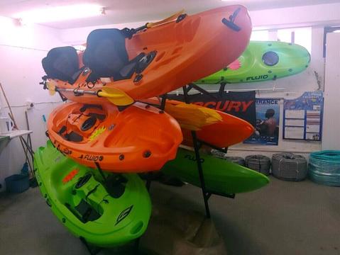 Brand new Fluid and outdoor element kayaks for sale